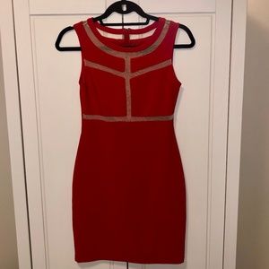 AQUA Red Cut Out Mini Dress
